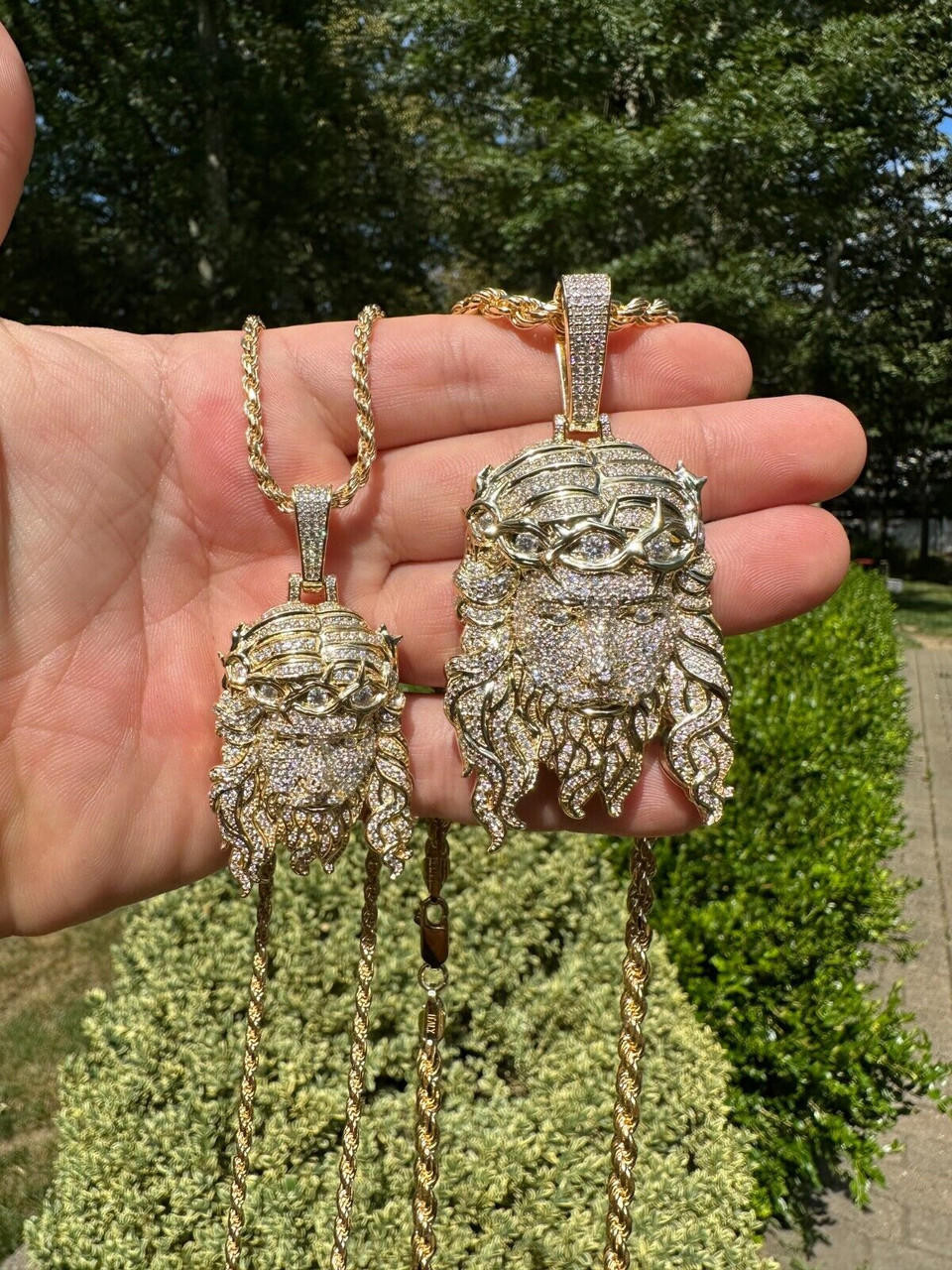 MOISSANITE Real 14k Gold Vermeil 925 Silver Iced Out Jesus Piece