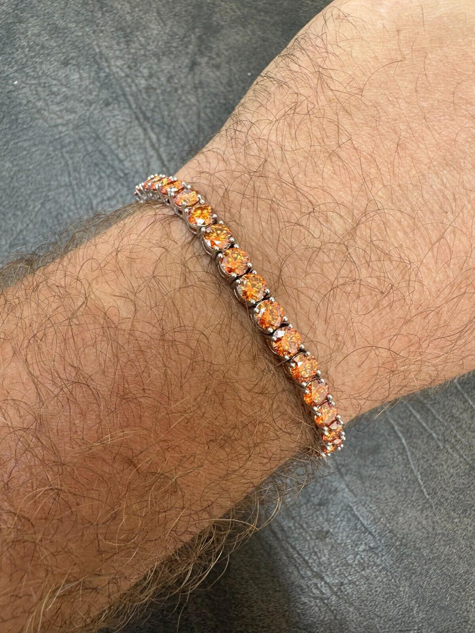 ブレスレット HATTON LABS ORANGE L SORBET TENNIS BRACELET Hatton Labs - Silver Cubic Zirconia Tennis Bracelet - Orange