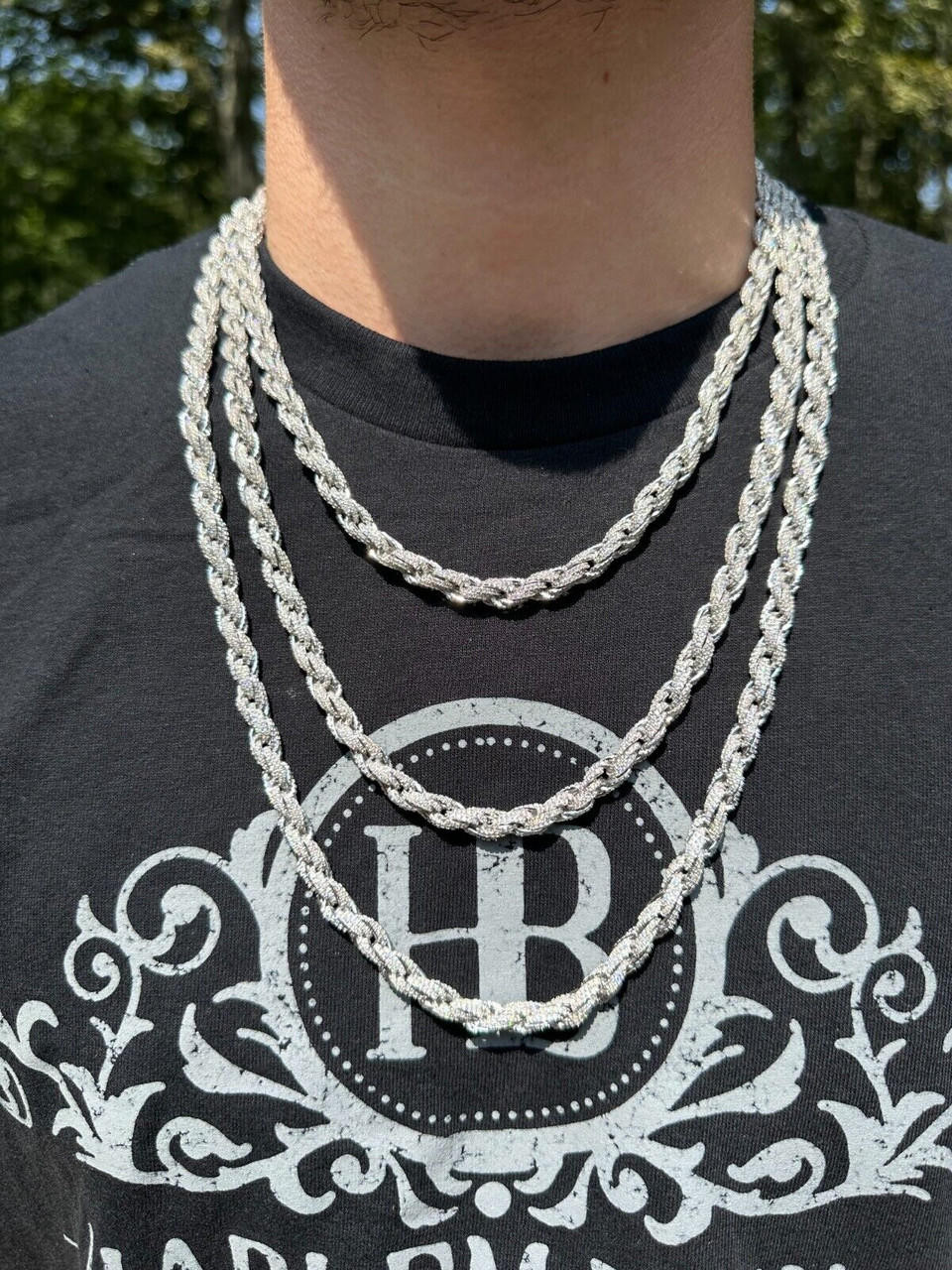 【BLACKPURPLE】24SS★ Veritas rope necklace LIFETIME JEWELRY Plated 4mm Rope Chain Necklace Diamond Cut