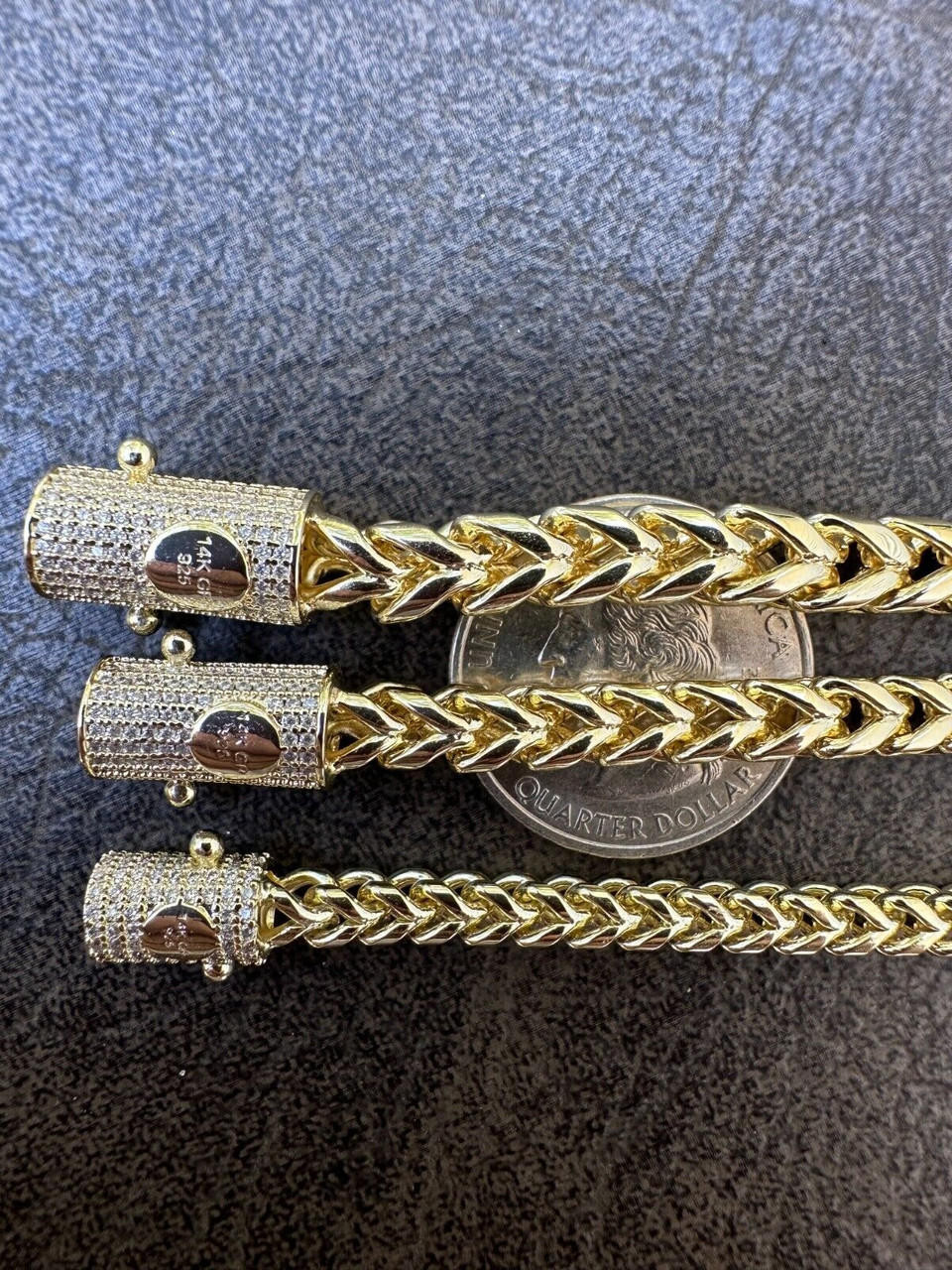 ★COURONNE★ Le Temp l Bracelet_RCEAX25145SIX Iced MOISSANITE Clasp 14k Gold Over Stainless Franco