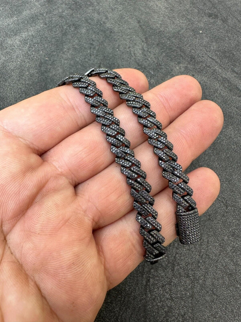 BLACK MOISSANITE 8mm Real Miami Cuban Link Prong Bracelet BLACK MOISSANITE 8mm Real Miami Cuban Link Prong Bracelet