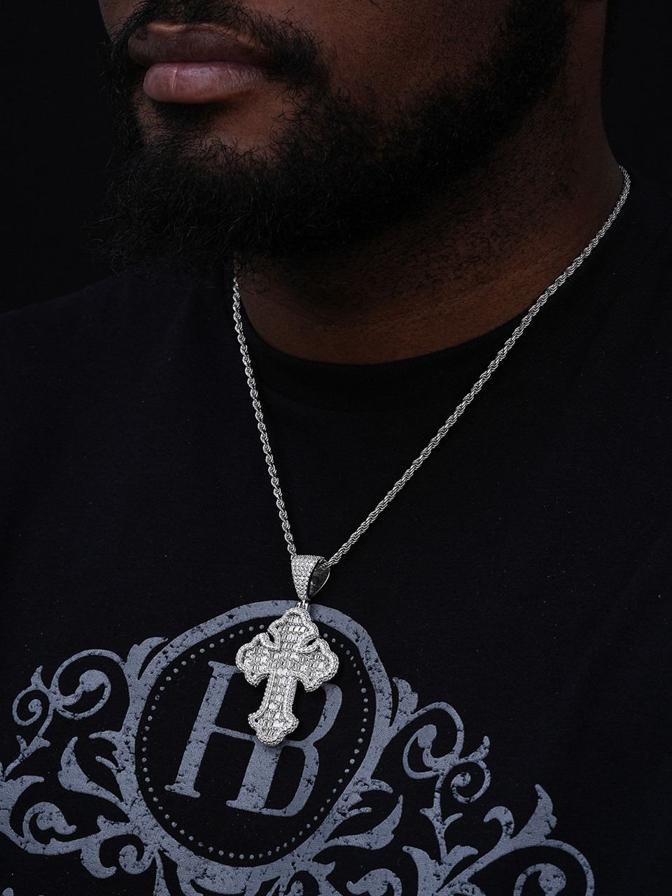 Moissanite Gothic Cross Necklace - Tupac Cross Pendant