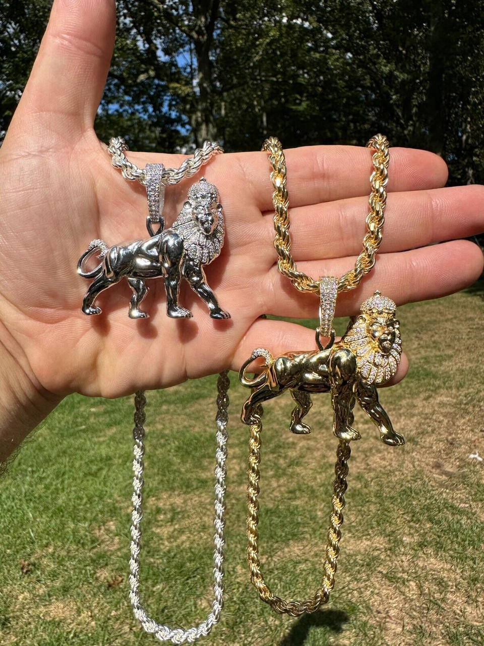 MOISSANITE Real 925 Silver Iced Lion Of Judah Crown Rasta