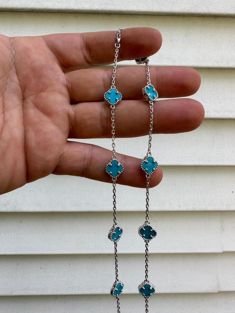 【SURGERY】l cloverlink necklace Cleef Clover Link Chain Necklace Or Bracelet Diamond Cut
