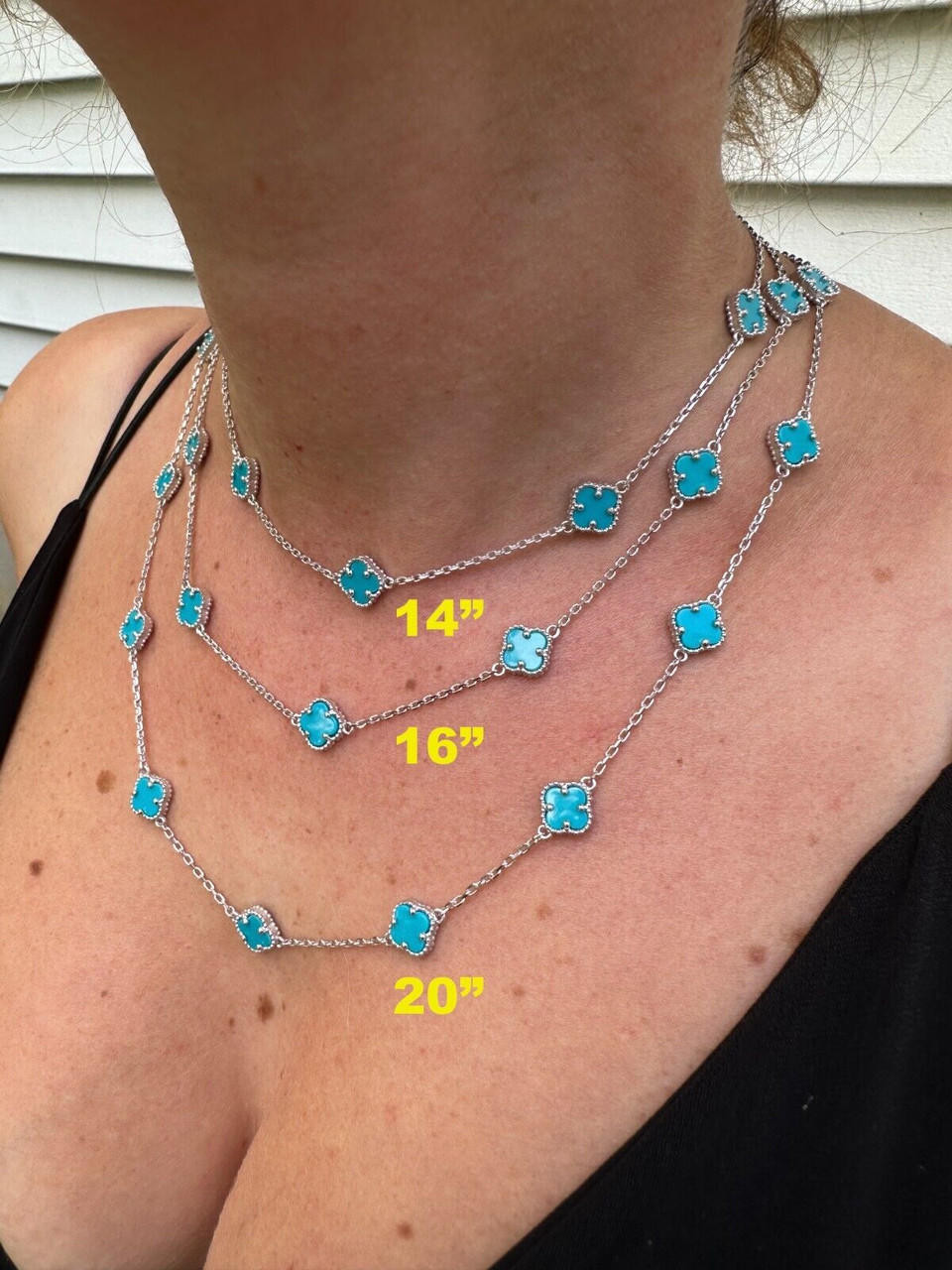 Real Clover Blue Turquoise Stone Flower 14-24 Real Clover Blue Turquoise Stone Flower 14-24