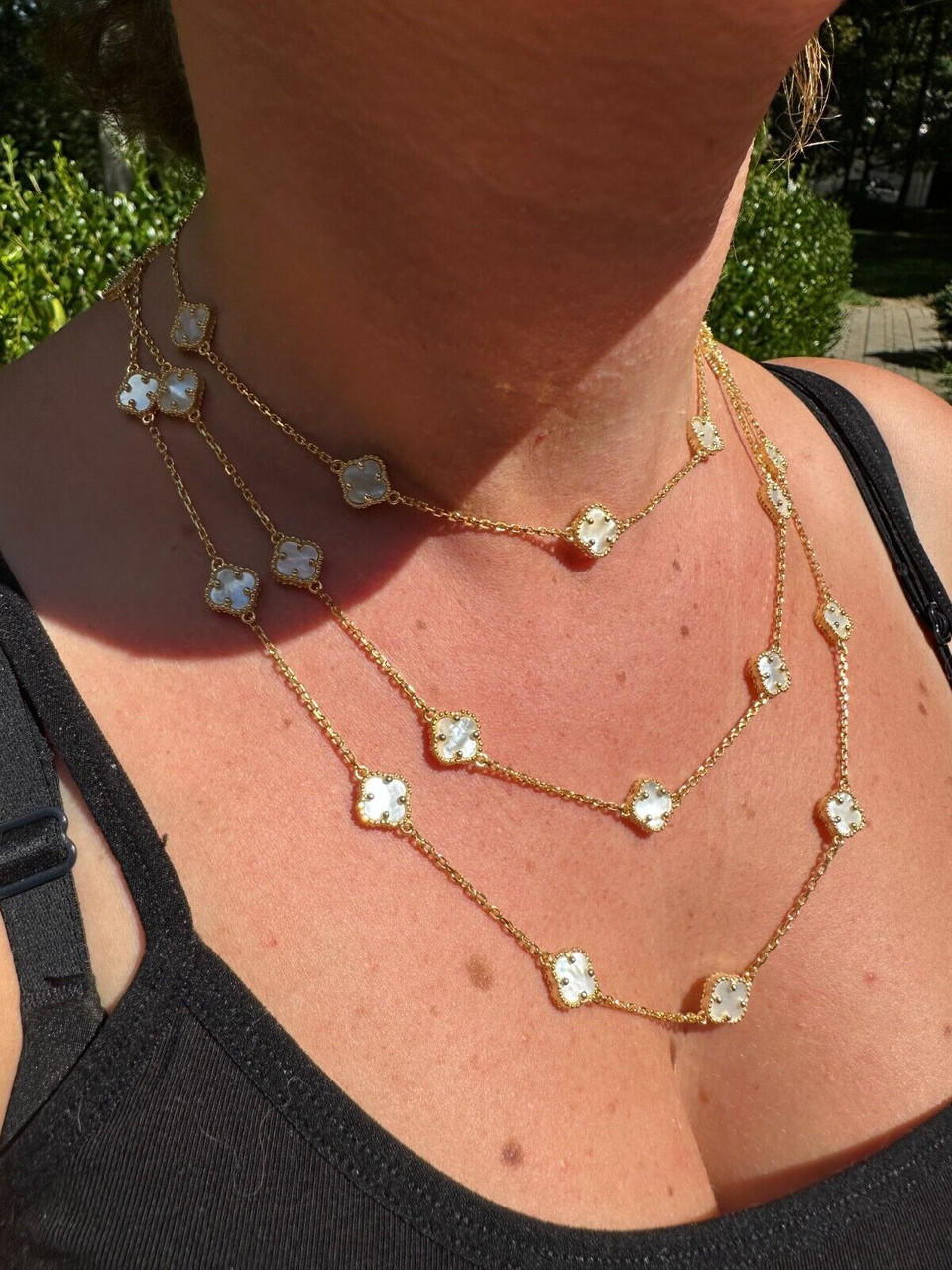 ☆ENGBROX☆ silver925 luscent cubic layered necklace EBNL250 harlembling-real-clover-mother