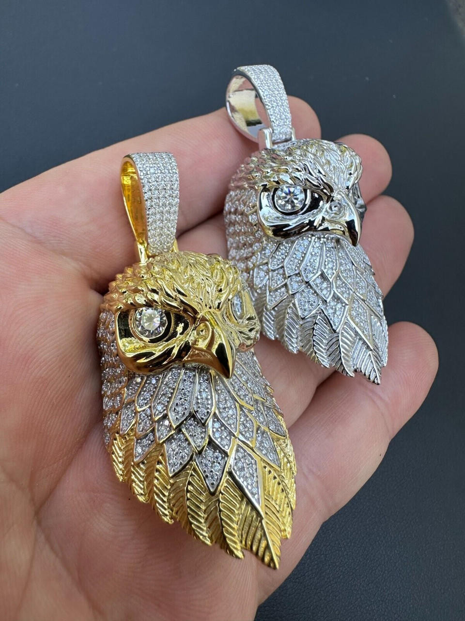 Hippie Necklace Men Men's 925 Sterling Silver Eagle Pendant With
