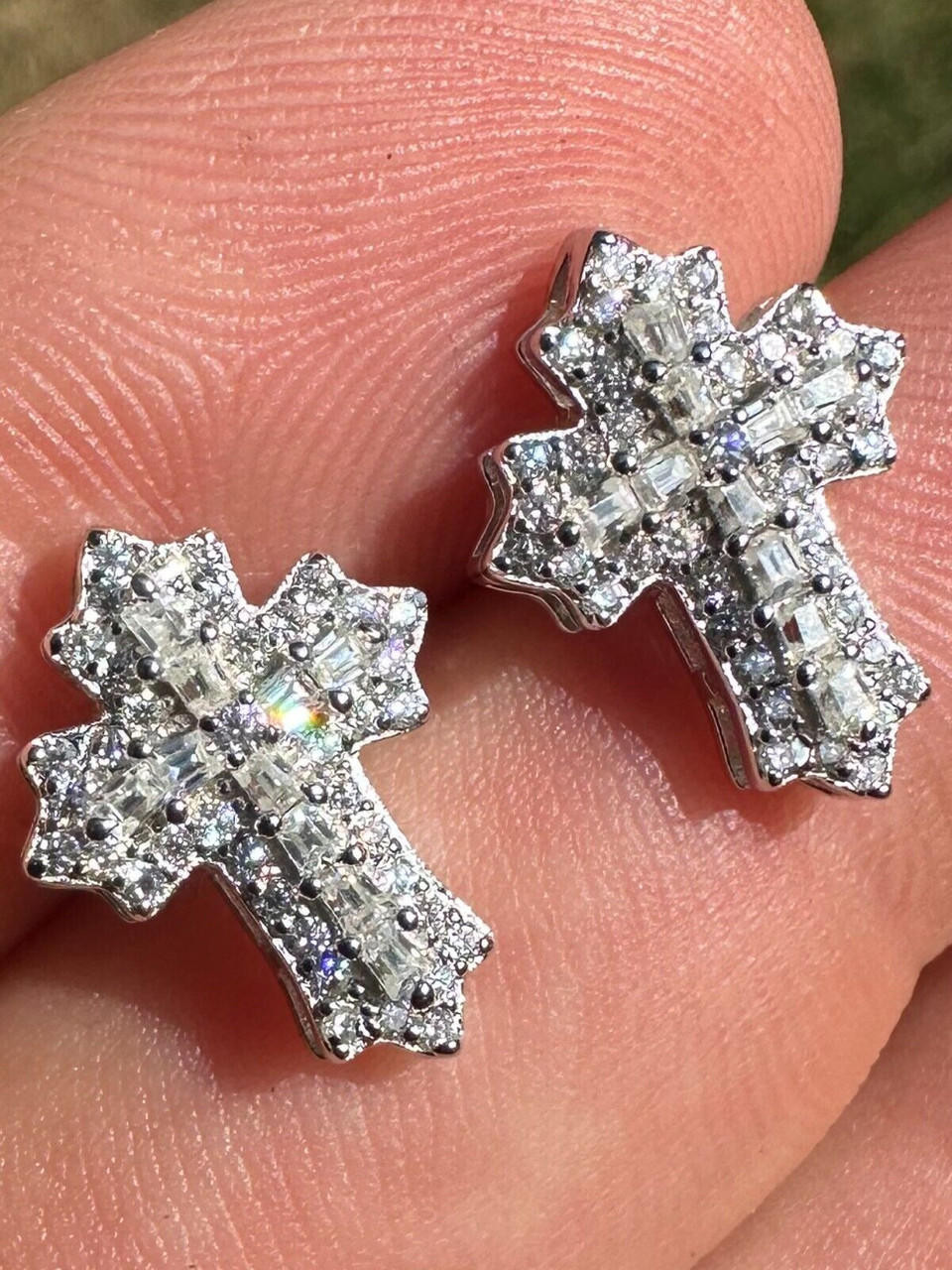ピアス Luxury Street Wear ICE Cross L Earrings jewelry unisexual Gothic Cross Large Earrings Real 925 Sterling Silver Iced