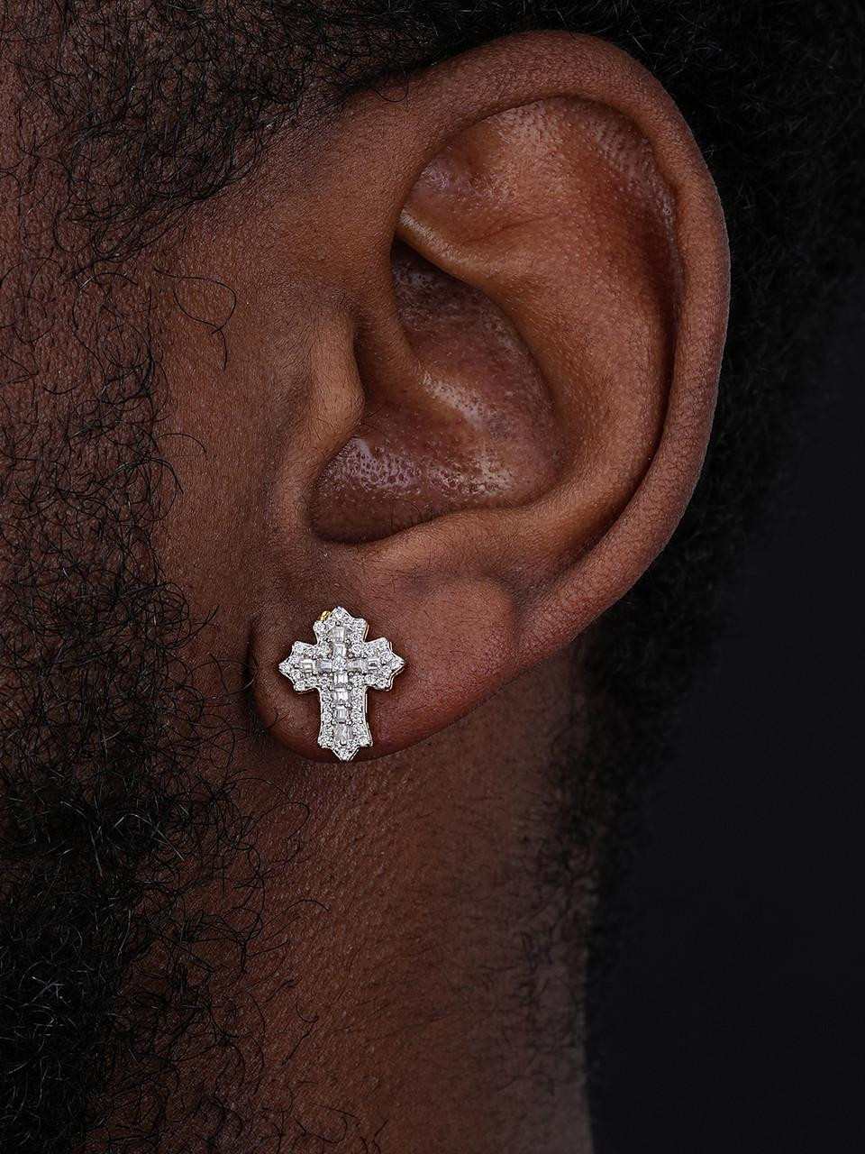 ピアス Luxury Street Wear ICE Cross L Earrings jewelry unisexual Amazon.com: Cross Earrings For Men Women Stainless Steel