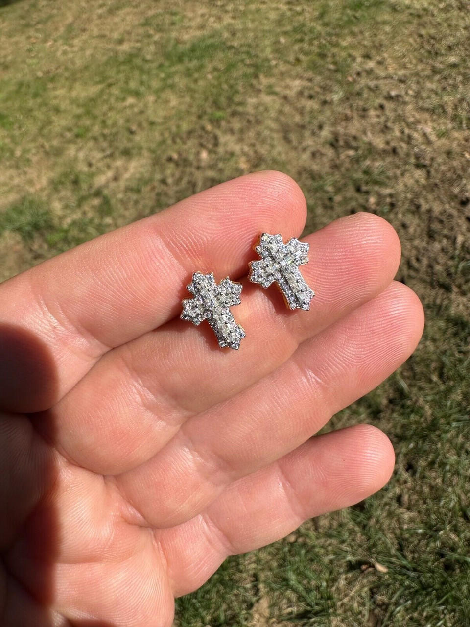 ピアス Luxury Street Wear ICE Cross Si Earrings jewelry unisexual Luxury Punk Cross Earrings for Men Iced Out Zirconia Hiphop
