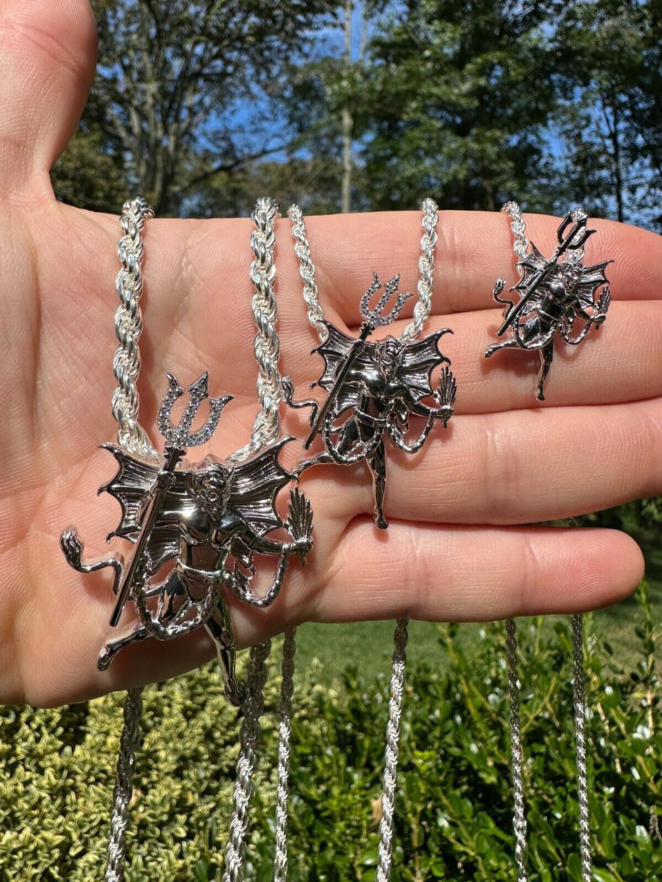 MOISSANITE Devil Satan Pendant - Iced Moissanite Demon