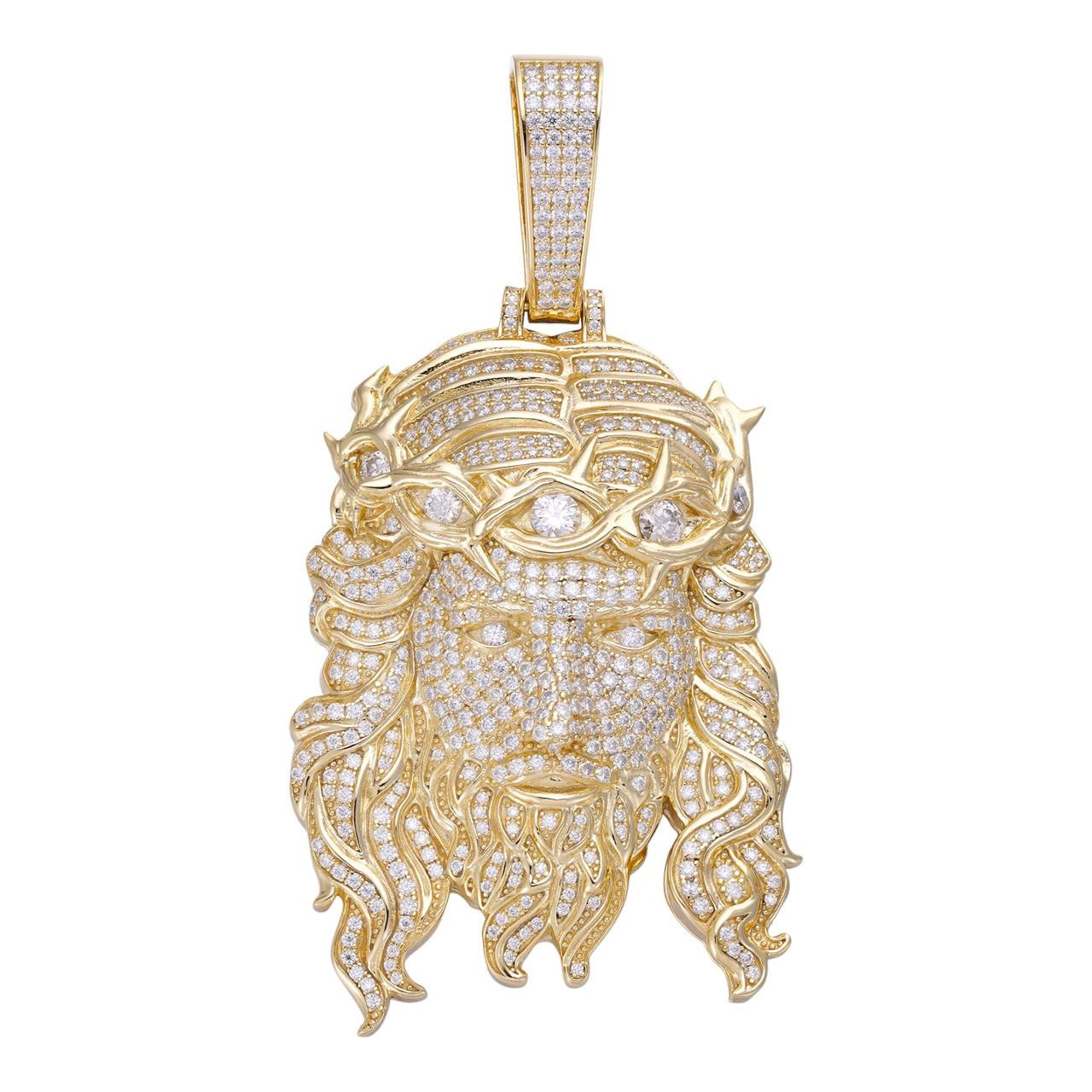 Real 14k Gold Vermeil 925 Silver Fully Iced Hip Hop Jesus