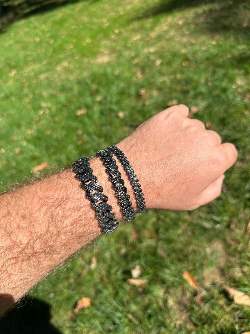 MOISSANITE Real Miami Cuban Link Prong Bracelet Black MOISSANITE Real Miami Cuban Link Prong Bracelet Black