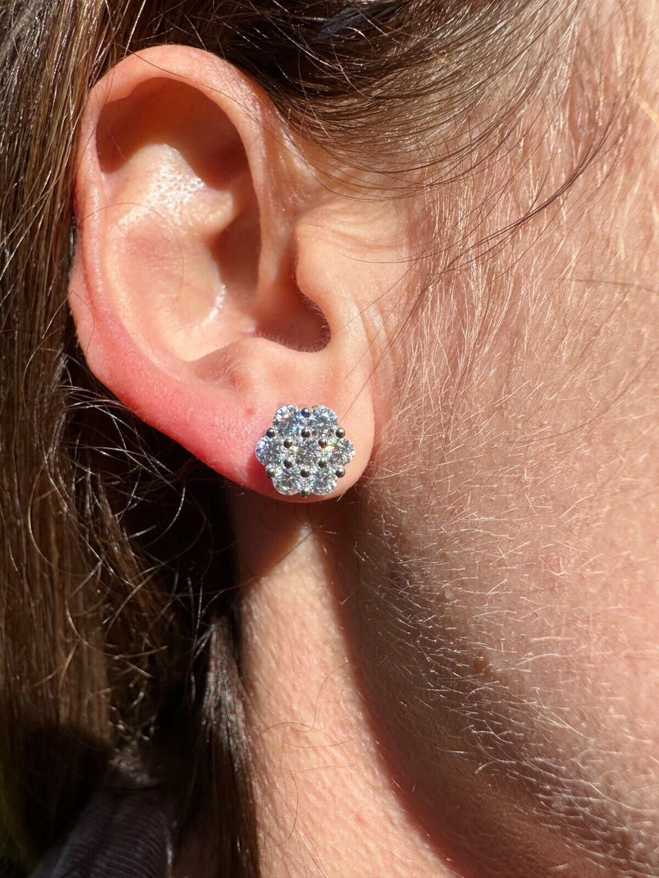 洋楽 Hex Hector,Thunderpuss,Tony Moran VVS Moissanite Studs Cluster Flower Set Earrings Real 925