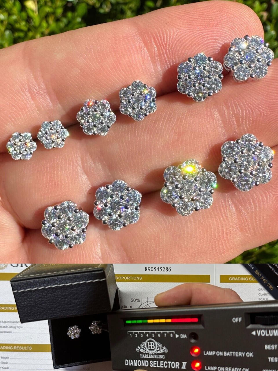 洋楽 Hex Hector,Thunderpuss,Tony Moran VVS Moissanite Studs Cluster Flower Set Earrings Real 925
