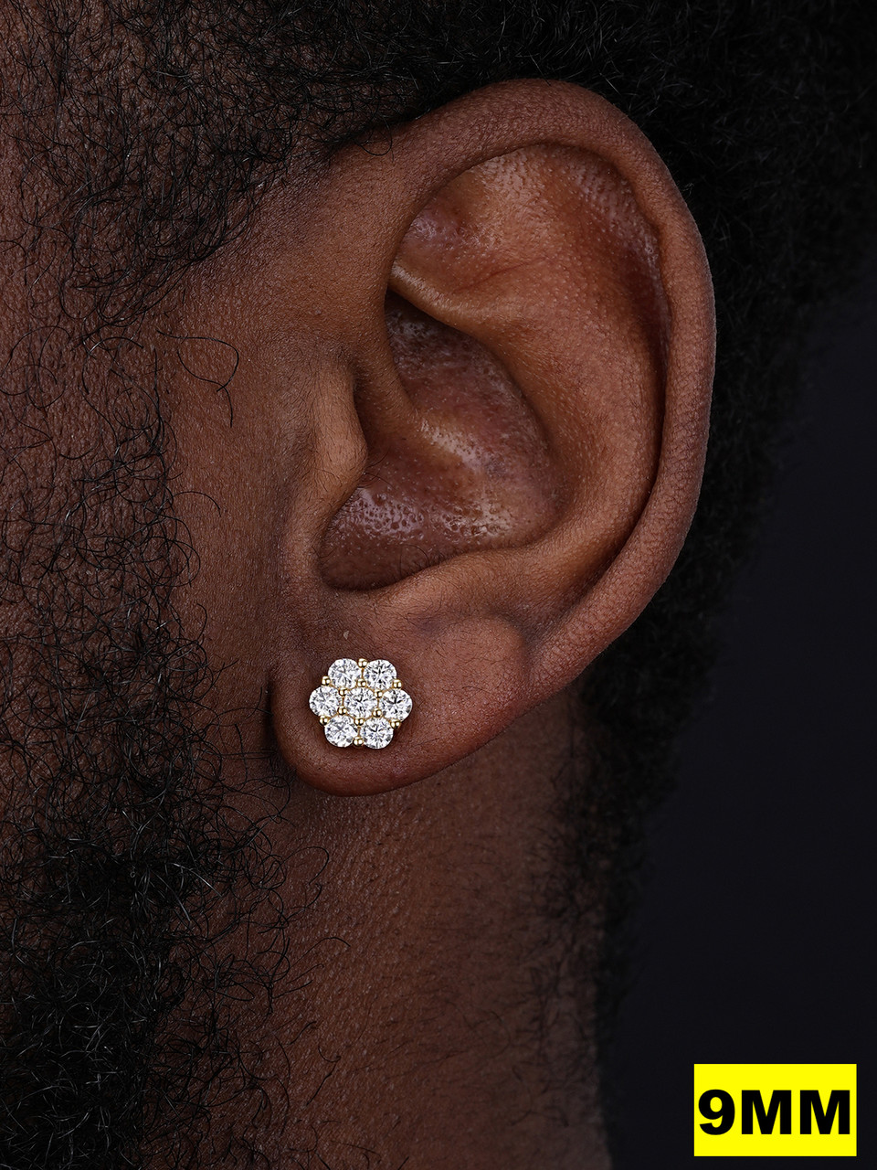 ameshio Moissanite Studs Iced Cluster Flower Set Earrings Real 14k