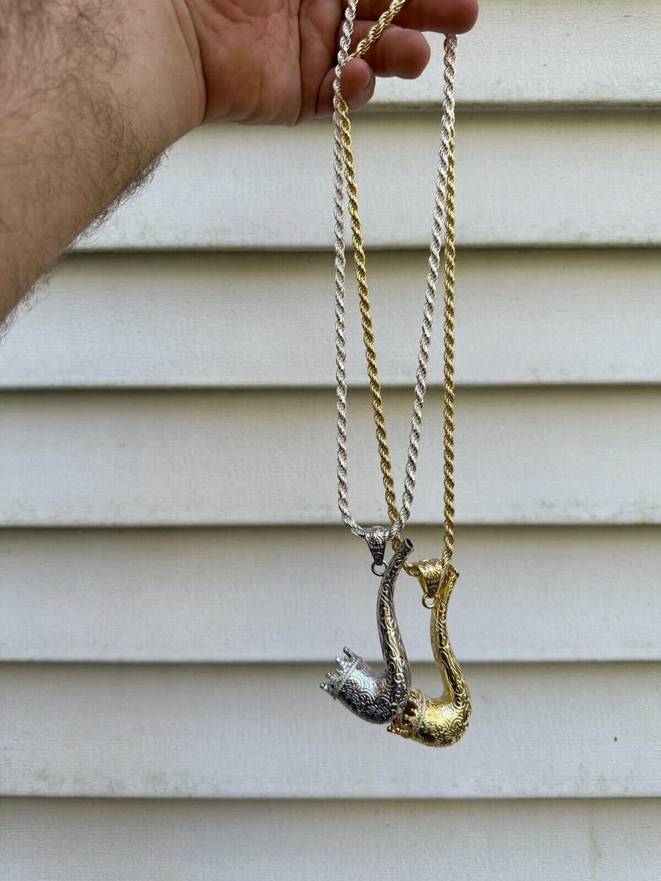 【ナンバリング】Gradient Triple Pipe Pendant Necklace Fully Functional Tobacco Pipe Pendant MOISSANITE Real 925