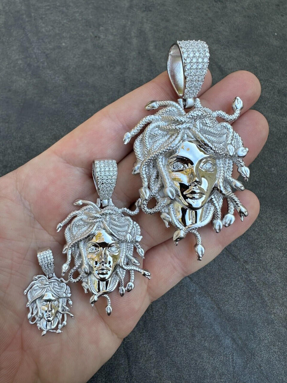 MOISSANITE Medusa Pendant in Silver Better Than Versace