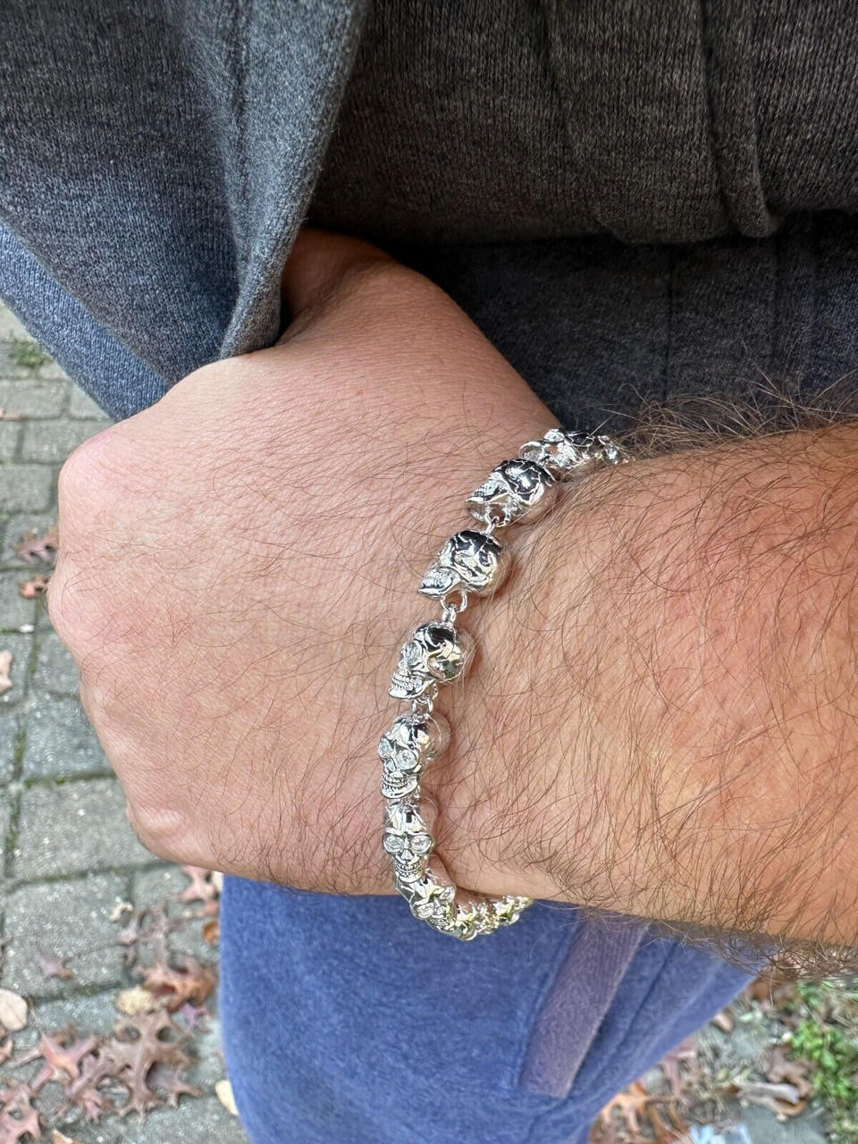 し*け様 Skull Chain Bracelet - Silver 925 Men Bracelet Skull Chain 10 mm Sterling Silver 925 | eBay