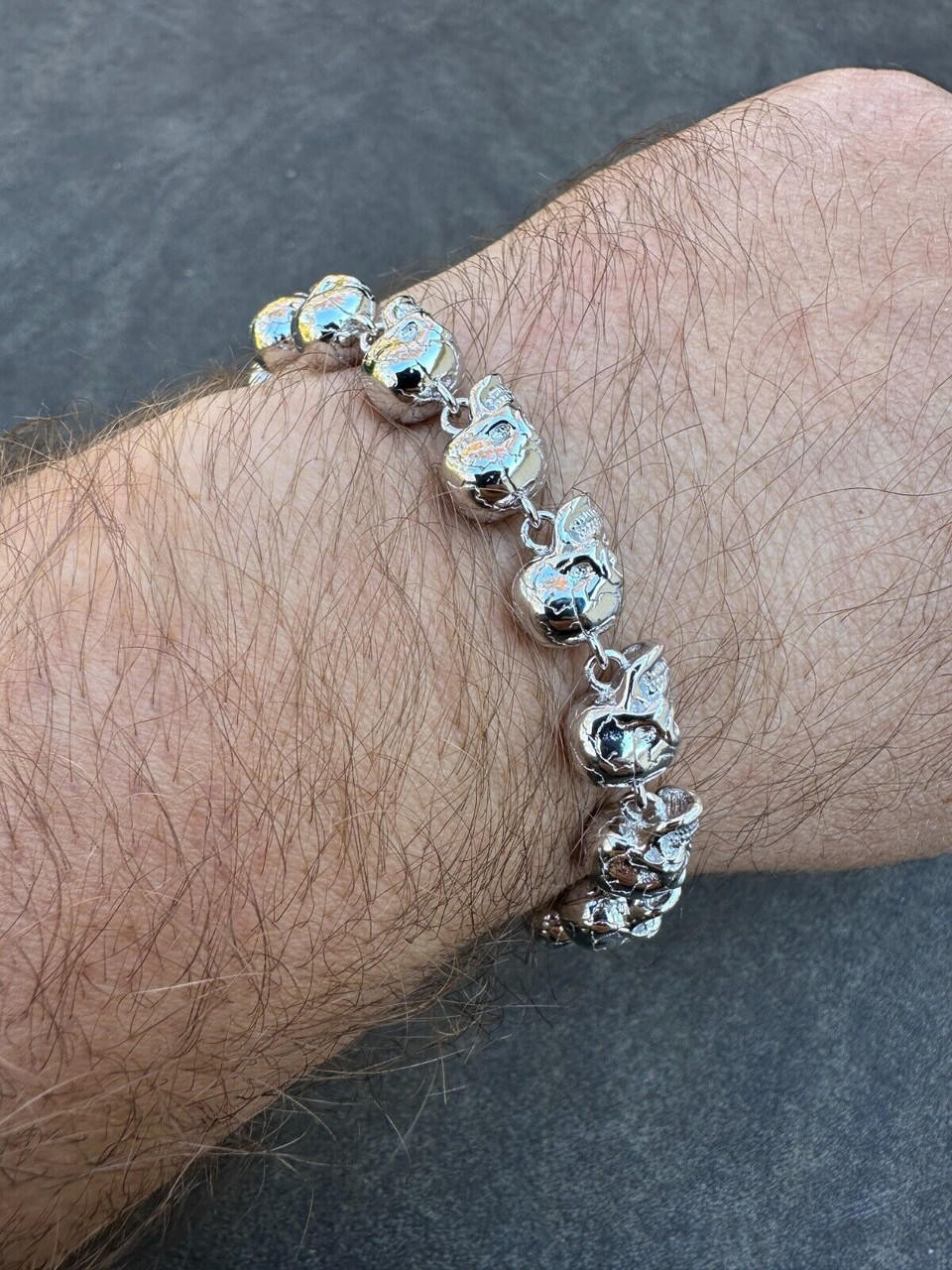 し*け様 Skull Chain Bracelet - Silver 925 Custom Solid 925 Sterling Silver Skull Death Link Chain