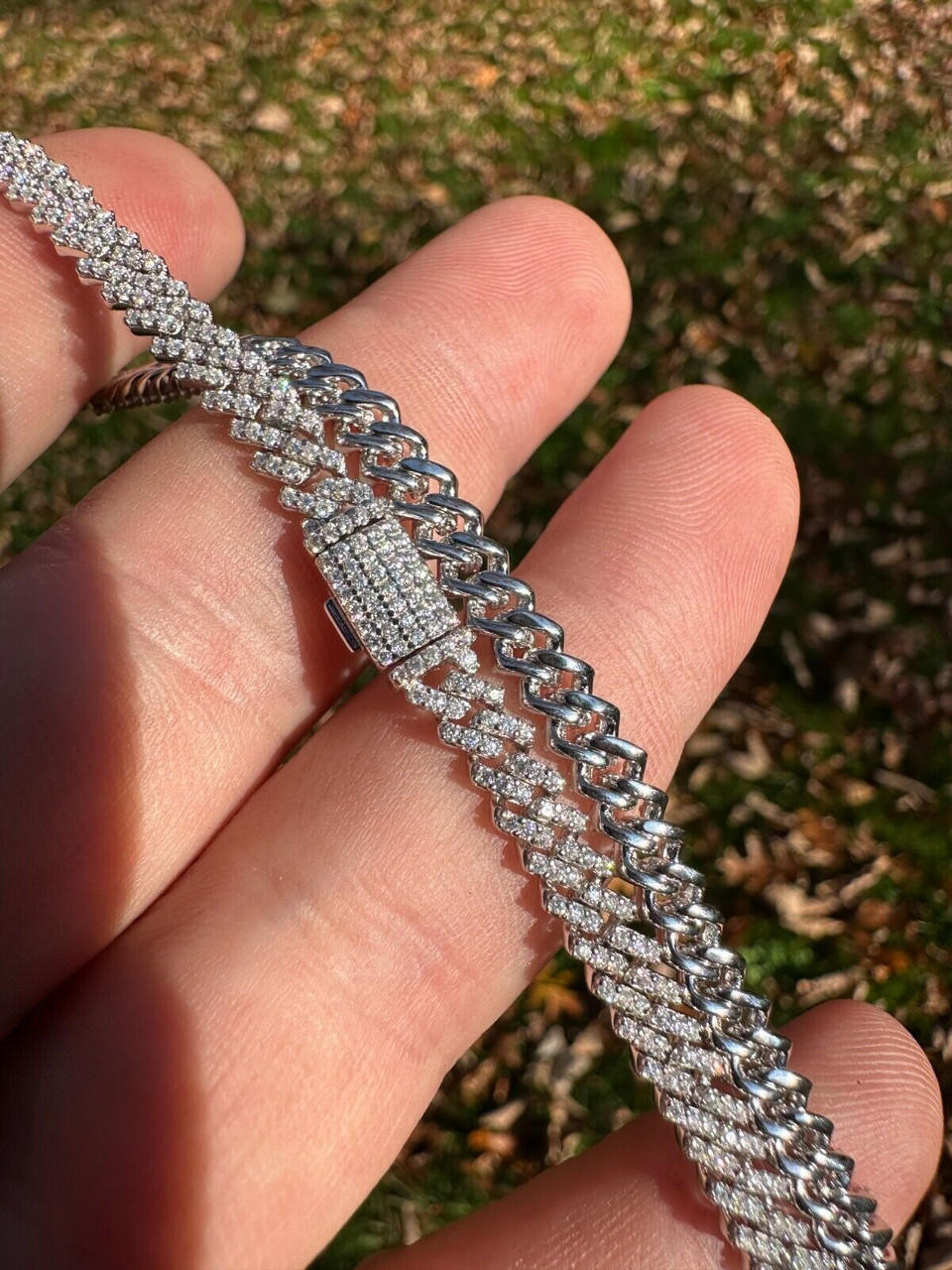 MOISSANITE Micro Prong Miami Cuban Link Chain Necklace Iced Out - 925  Silver - 5mm - 16