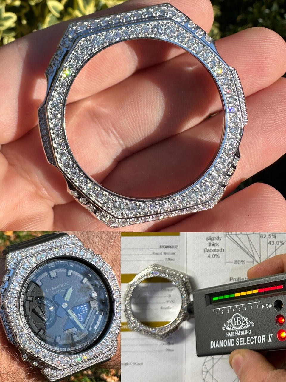 MOISSANITE Iced BEZEL Kit To Ice Out Casio G Shock GA-2100 MOISSANITE Iced BEZEL Kit To Ice Out Casio G Shock GA-2100