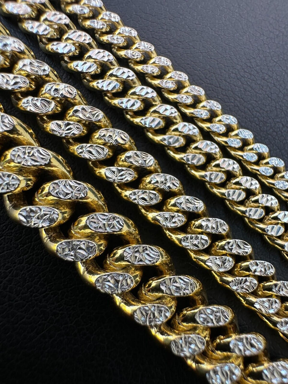 Link Chain Cuban Link Diamond Cut Bracelet Men's Women's Real