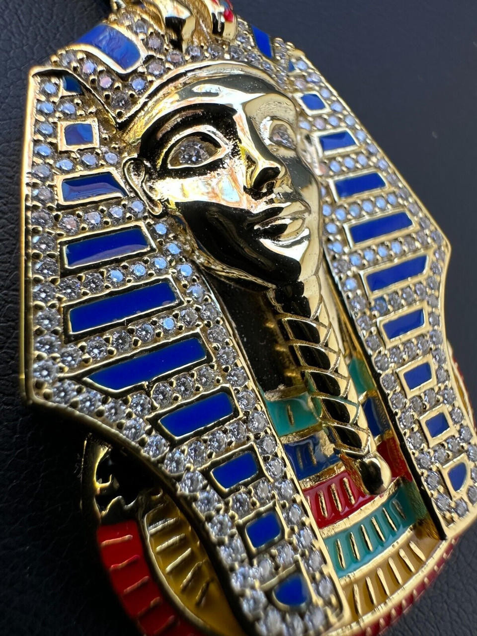 MOISSANITE Real 925 Silver Gold Iced Kig Tut Egyptian