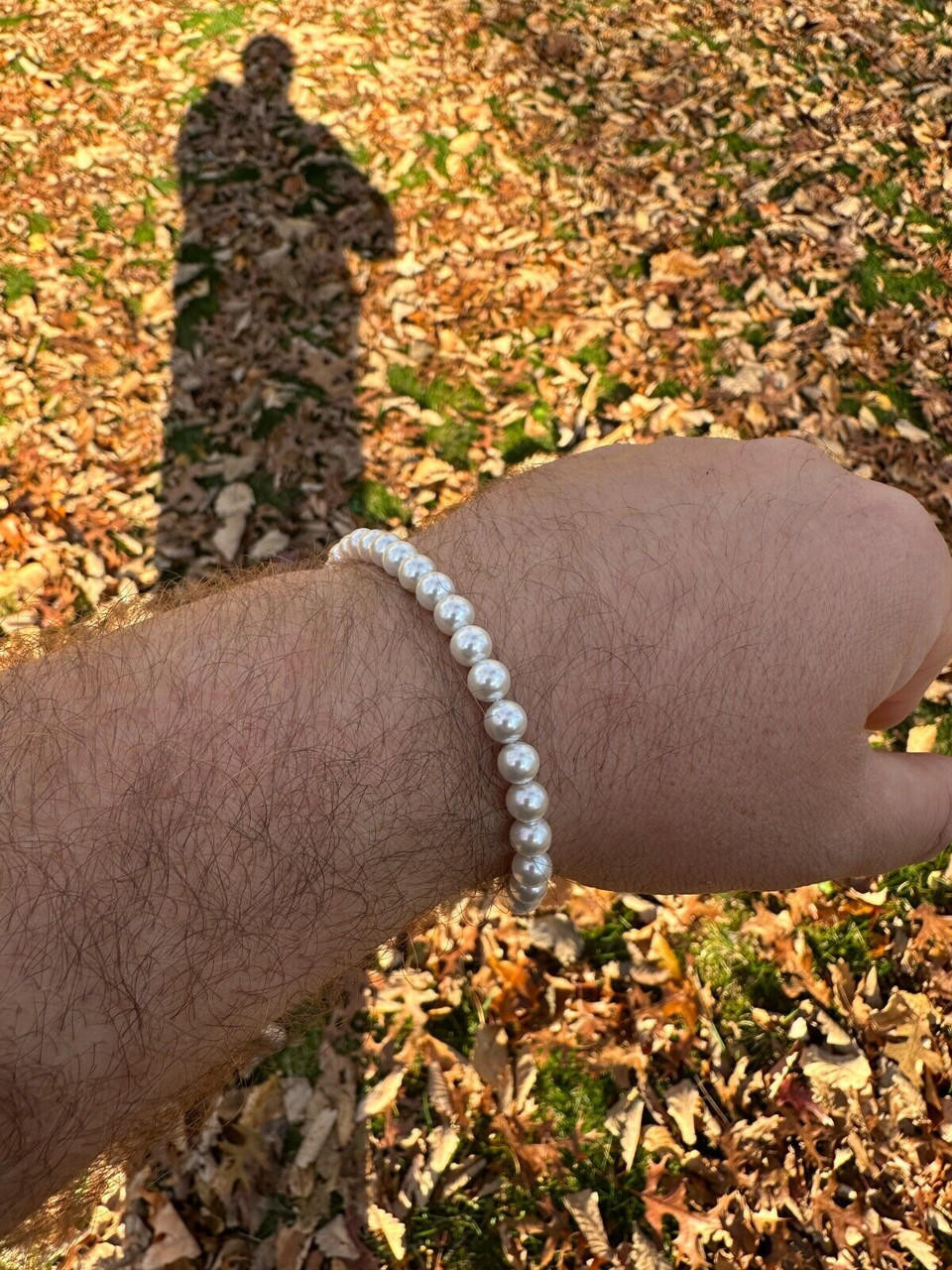 Cultured Pearl Bracelet W. Real 925 Silver Clasp For Men
