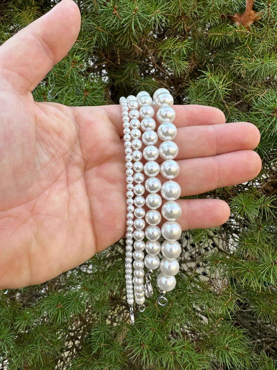 Cultured Pearl Bracelet W. Real 925 Silver Clasp For Men