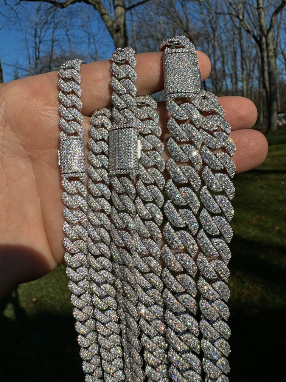 アメリカ発！【HELLOICE】16mm 20'' Heavy Fully Iced Cuban Iced 20mm Miami Cuban Chain with Big Box Clasp - Helloice