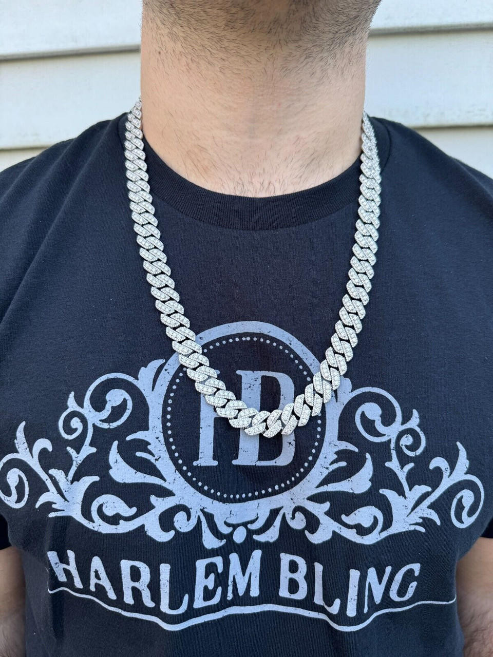 Aglare Jewelers Men's Miami Cuban Link Chain - Silver Tone Iced Out CZ Hip Hop Necklace