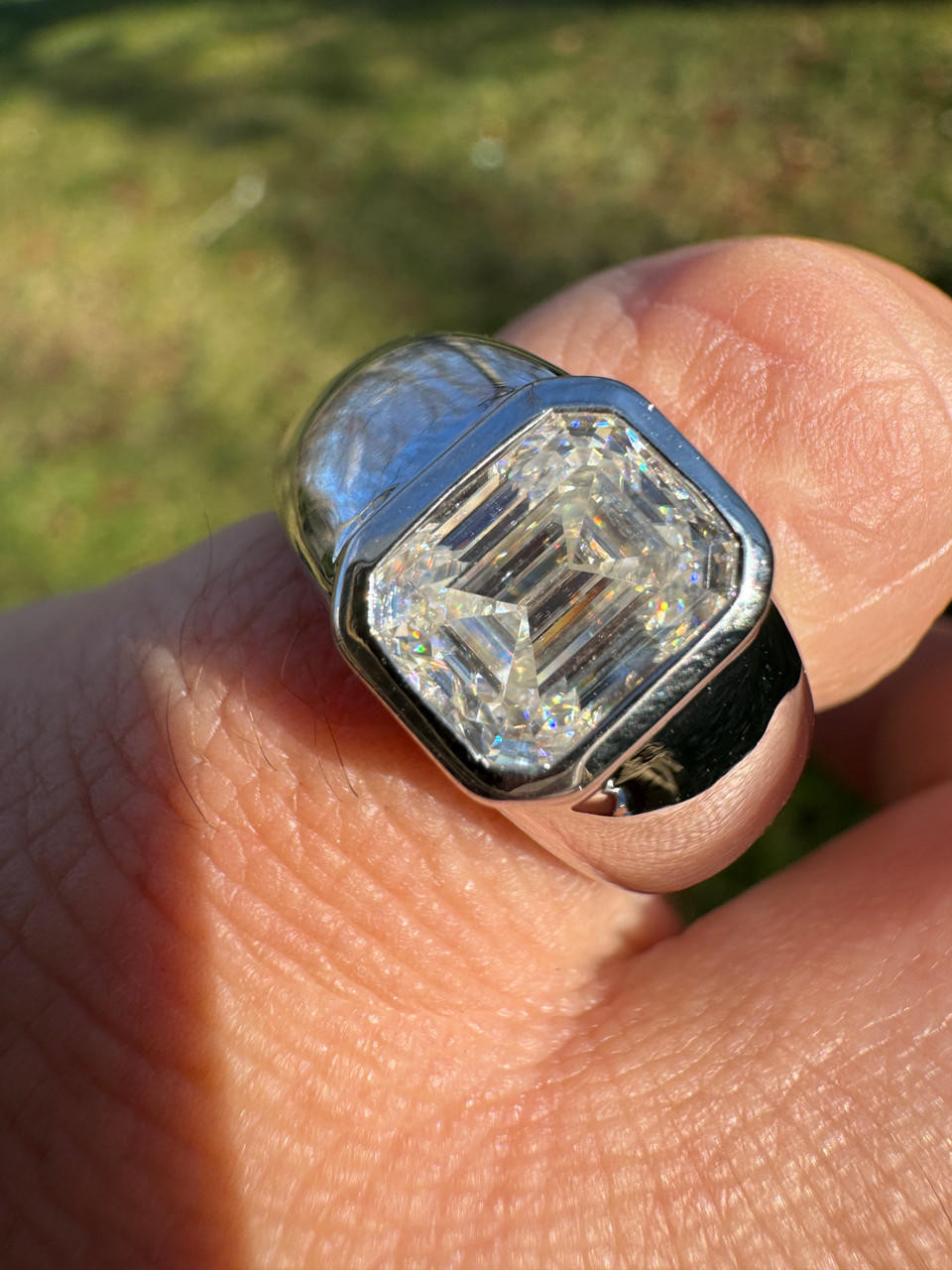 3ct MOISSANITE Emerald Cut Big Solitaire Men's Real Solid 925