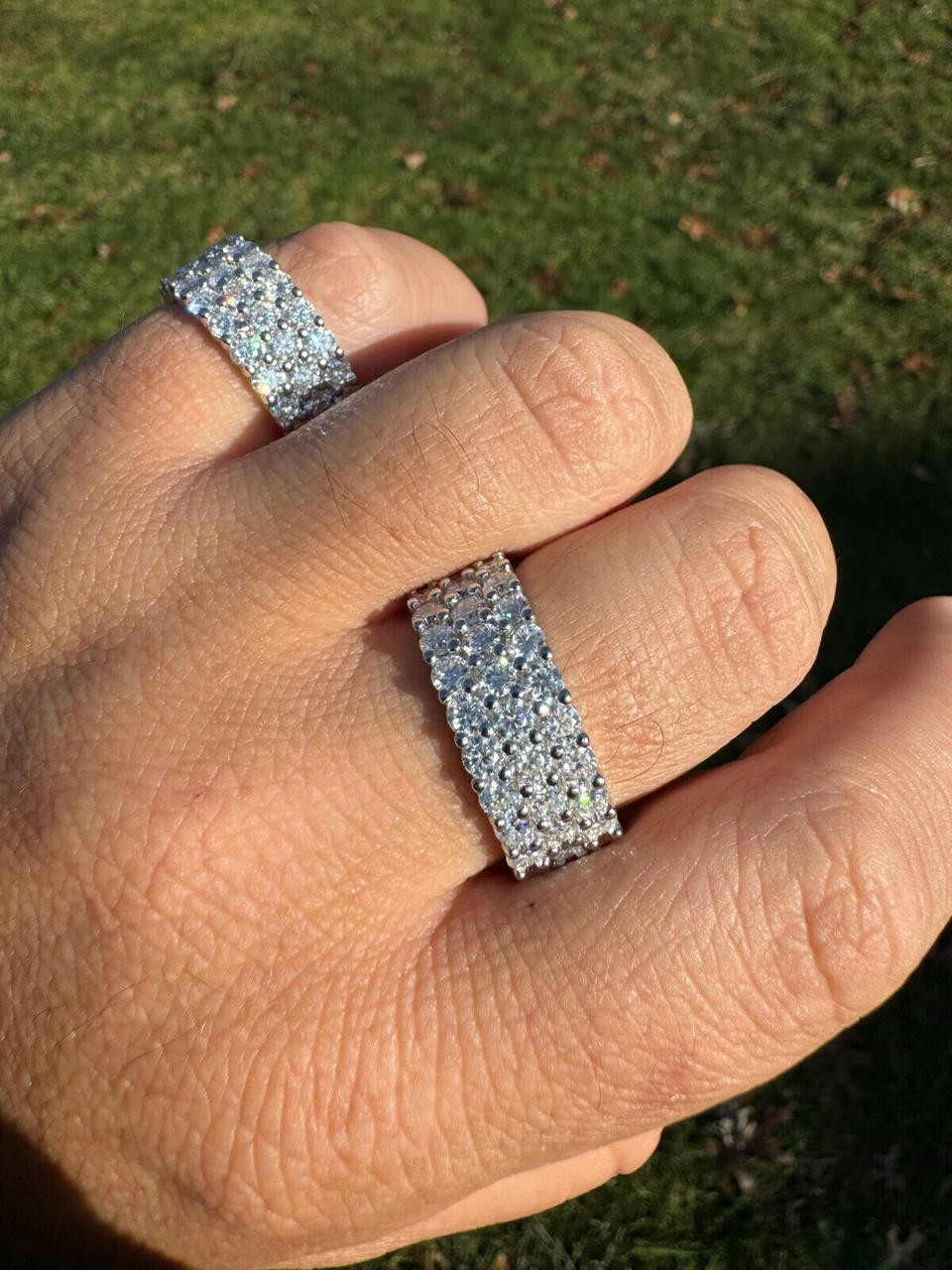 Moissanite Eternity Ring: Iced Out Wedding Band - 925 Silver