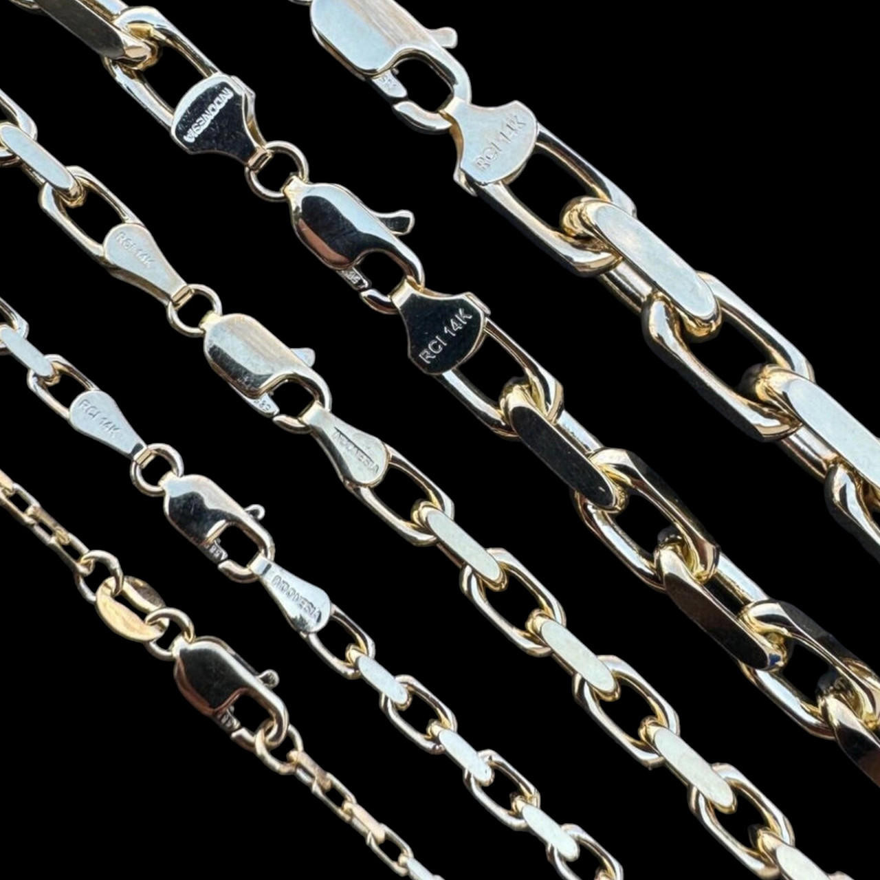 Real Solid 14k Yellow Gold Hermes Rolo Link Chain Necklace