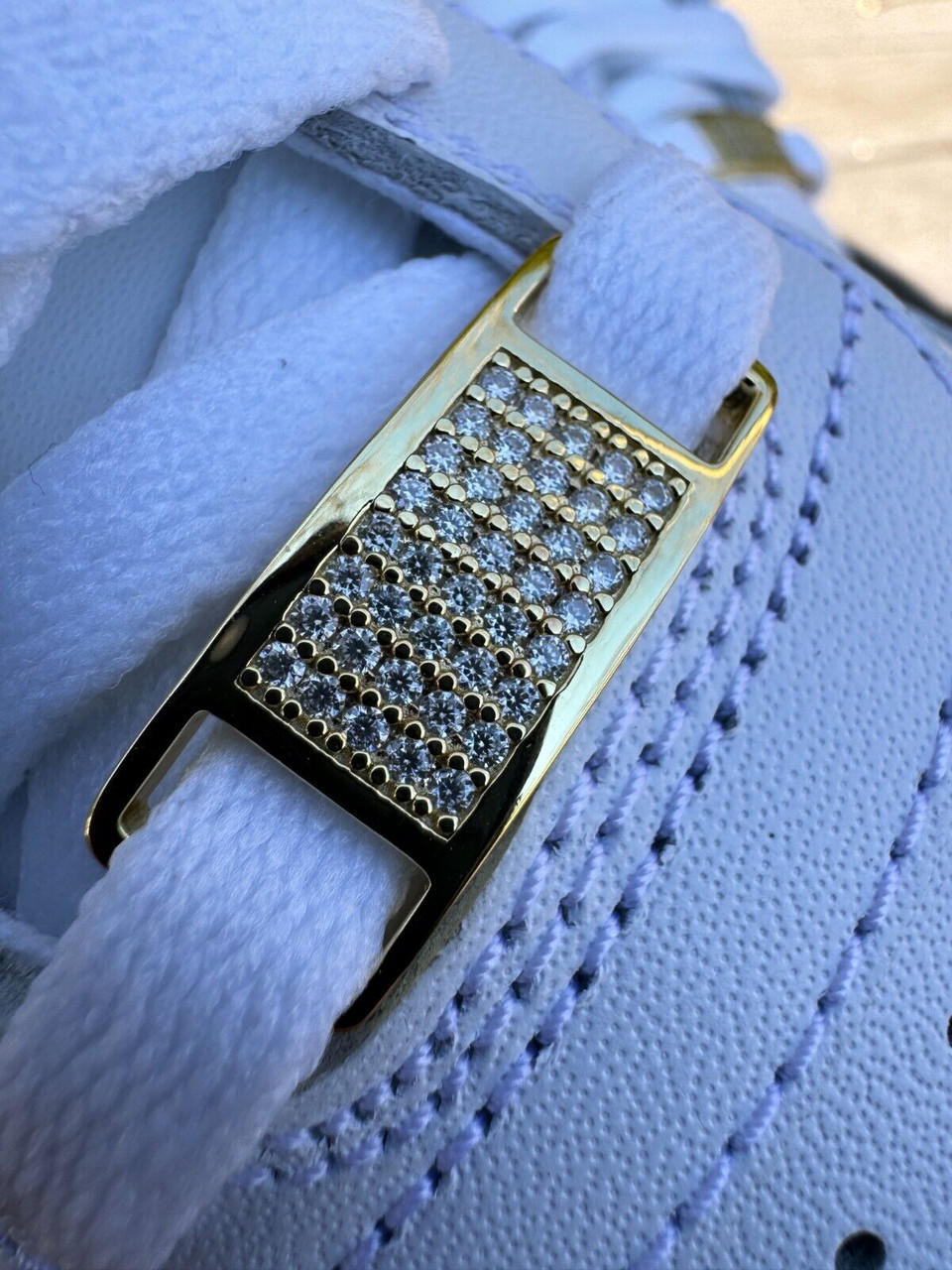 Iced Solid 14k Gold Over 925 Silver Lace Locks For Sneakers Nike