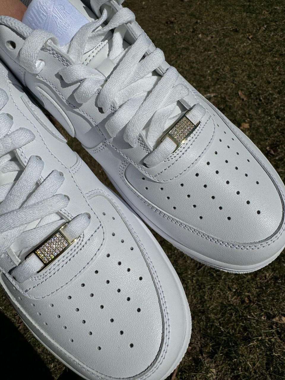 Sneakers Air Force Lace Tag Iced Solid 14k Gold Over 925 Silver