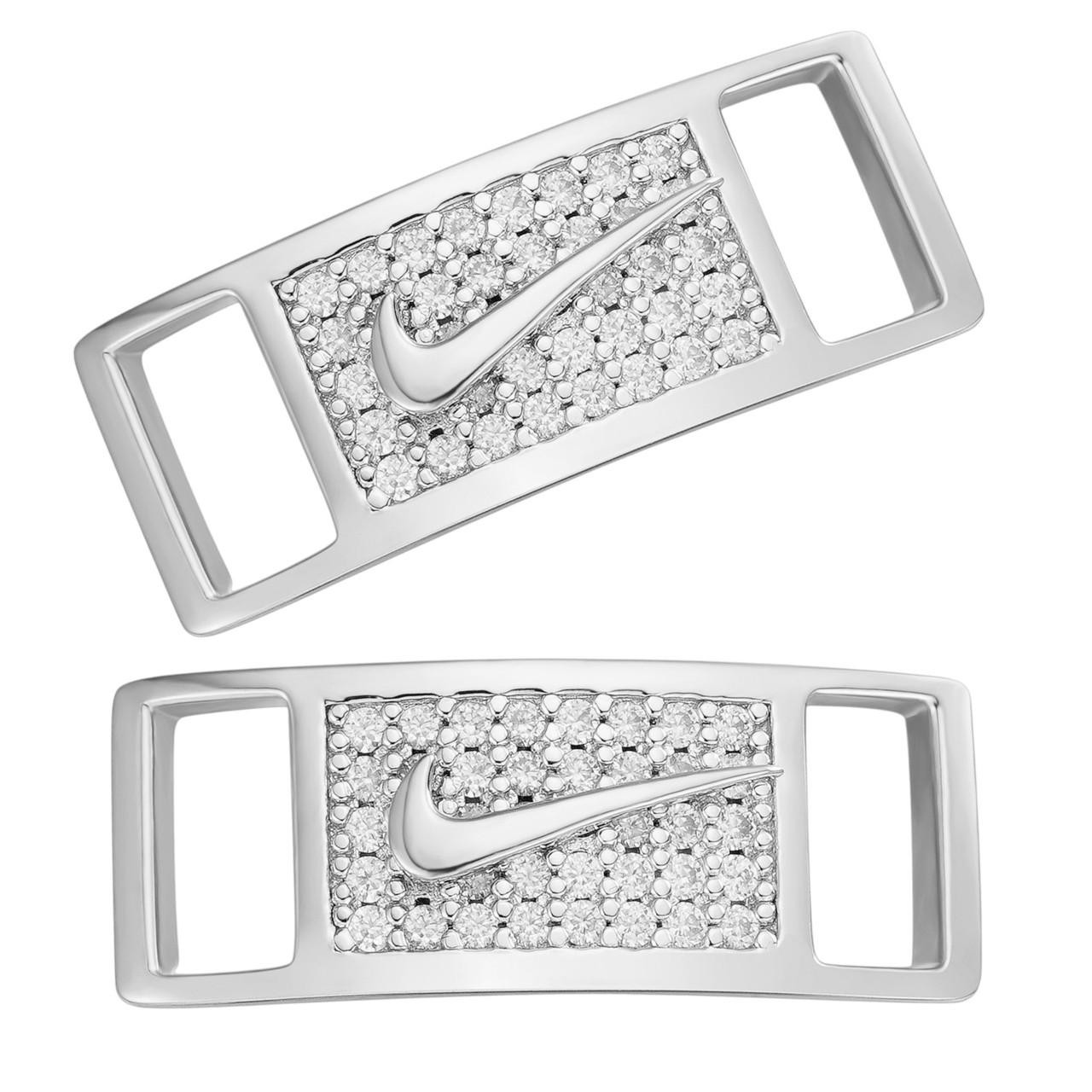 Iced Solid 925 Silver Moissanite Swoosh Lace Locks For Sneakers