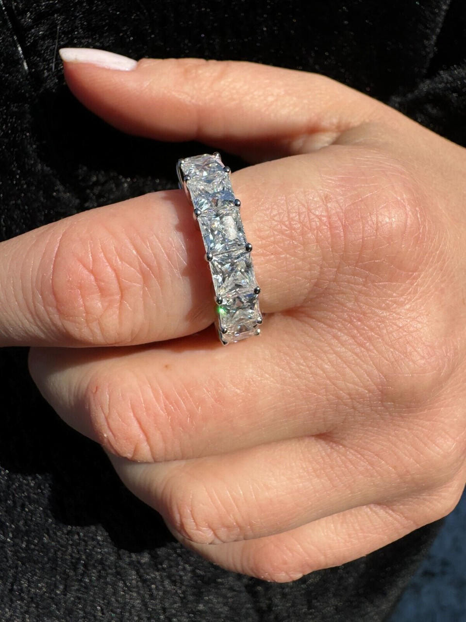 MOISSANITE Full Eternity Princess Cut (Square) Band Wedding Ring