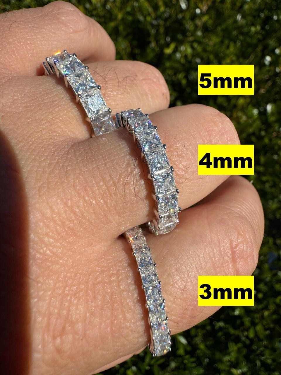 Princess Cut Moissanite Eternity Ring Sterling Silver With 18K