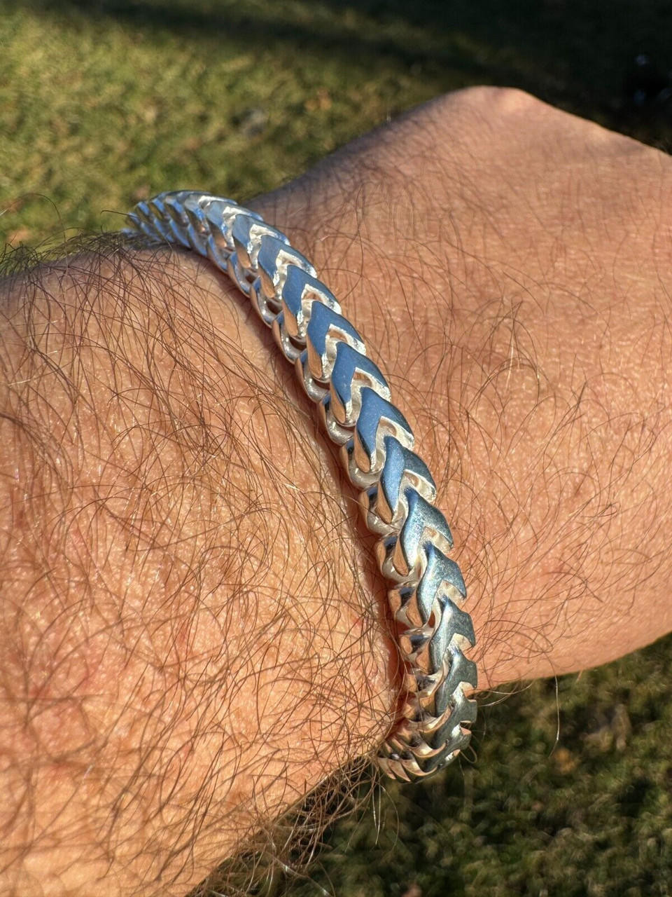 Modern Franco Link Bracelet Box Lock 925 Sterling Silver