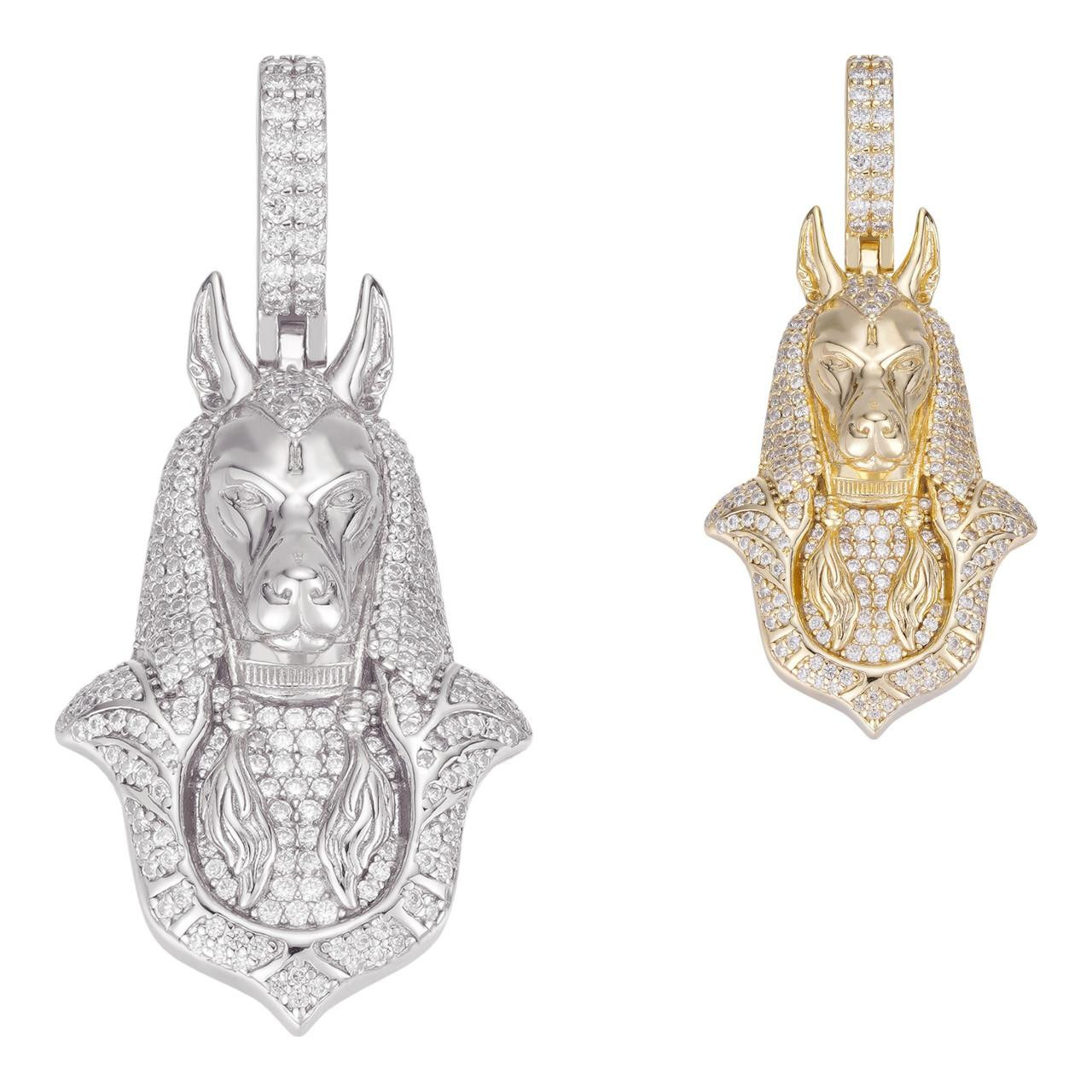 MOISSANITE Anubis Pendant Real 925 Silver / Gold Iced Hip Hop