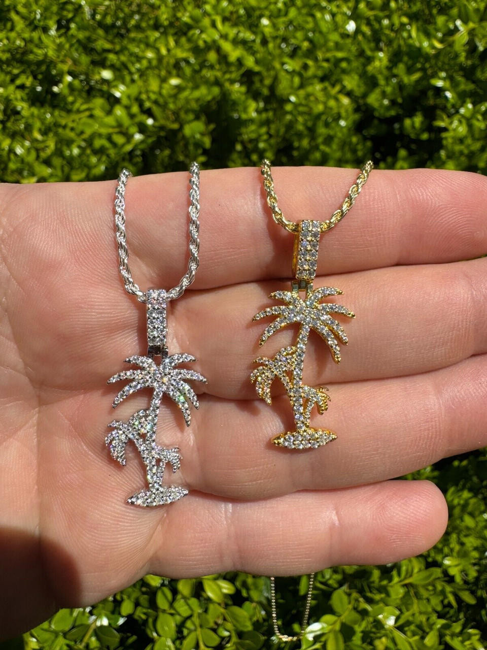 CRAFTD London ネックレス ICED PALM TREE PENDANT SILVER MOISSANITE Real 925 Silver Gold Palm Tree Necklace Pendant