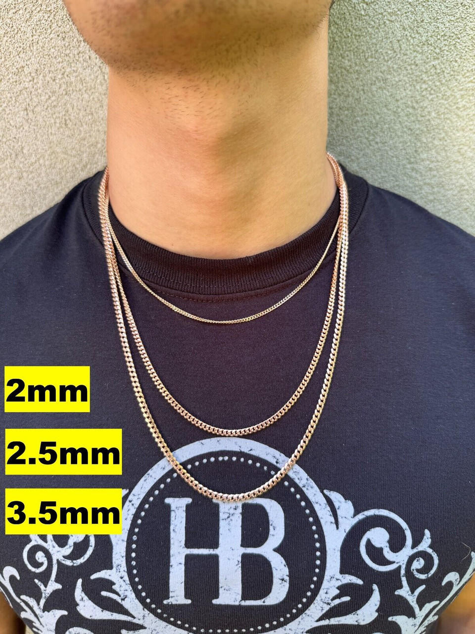 Miami Cuban Link Chain Necklace Lobster Clasp 14k Rose Gold