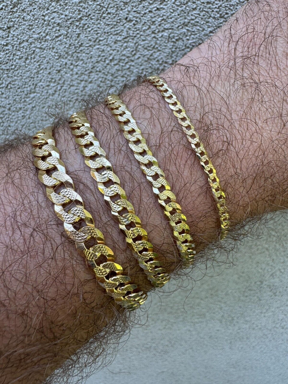 Flat Curb Chain Solid Gold Curb Bracelet Mens 8