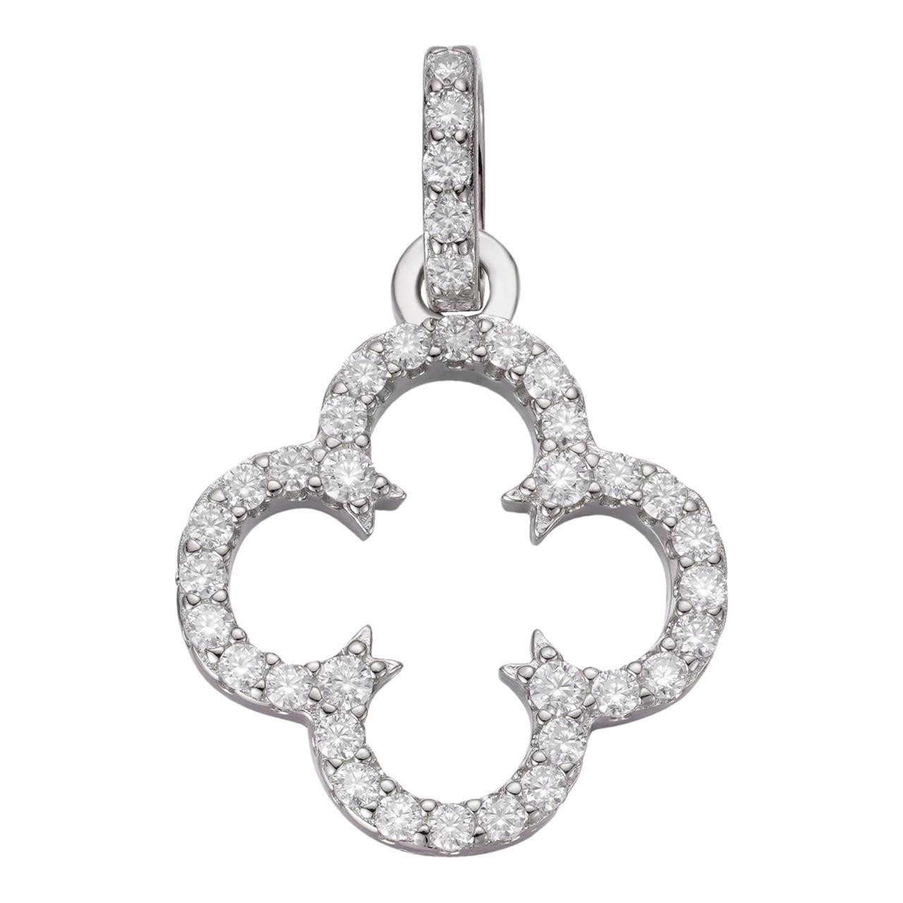 Open Clover Flower Pendant Iced MOISSANITE Real 925 Silver