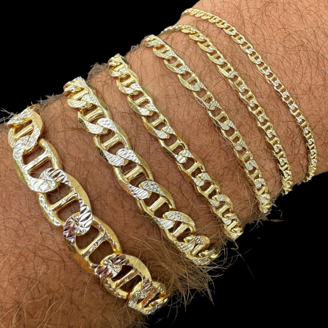 925 Sterling Silver 14k Gold Plated Two Tone Diamond Cut