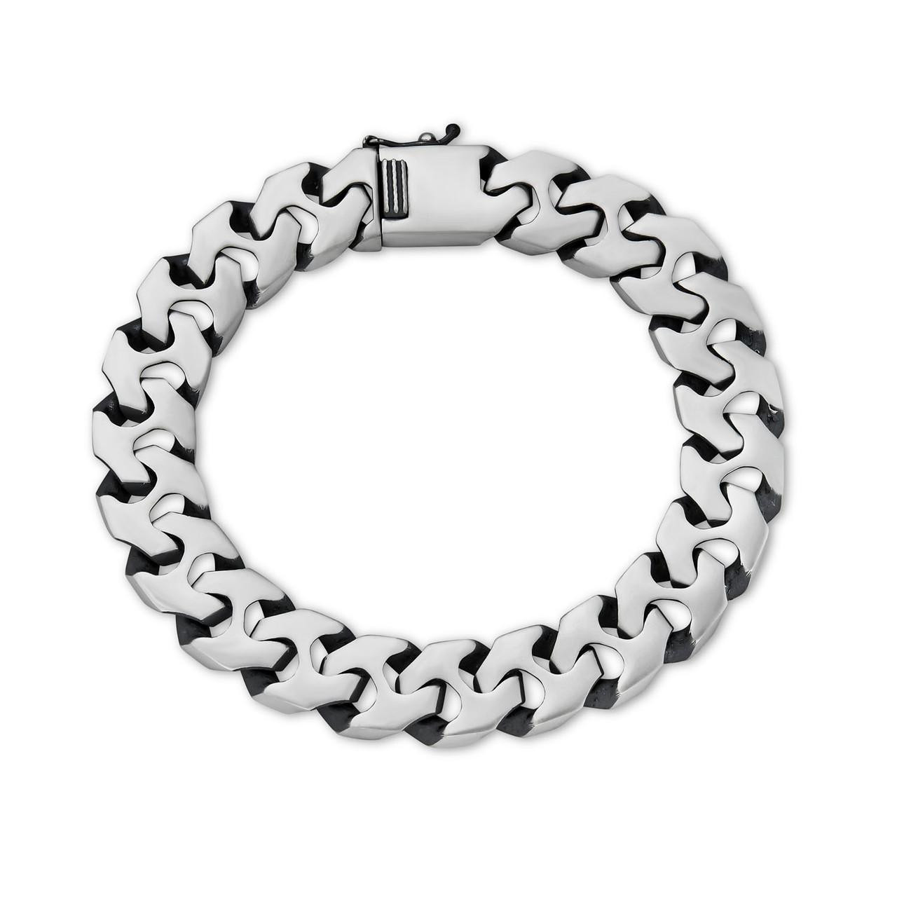 Custom Crazy Miami Cuban Link Bracelet 12mm Real 925 Silver