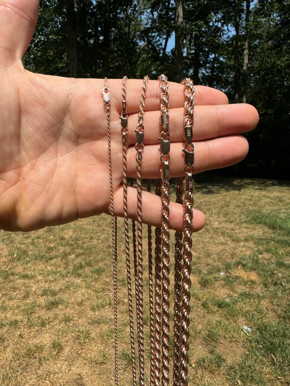 14k Gold Rose Gold Mens Rope Chain 9ct Rose Gold Extra Large Rope