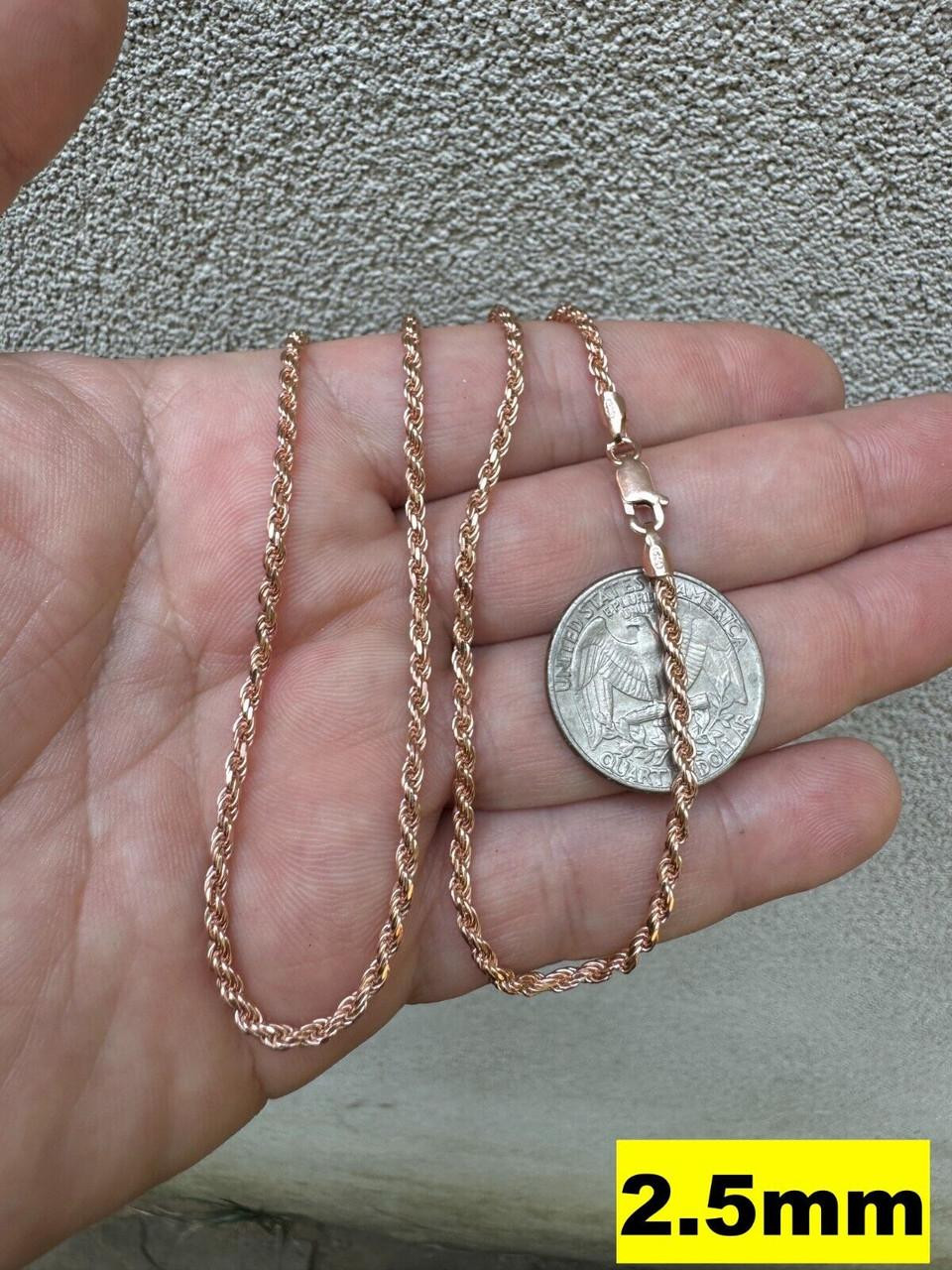 Rose Gold Mm 14k Solid Gold Rope Chain 14K Solid Gold Tri-Color